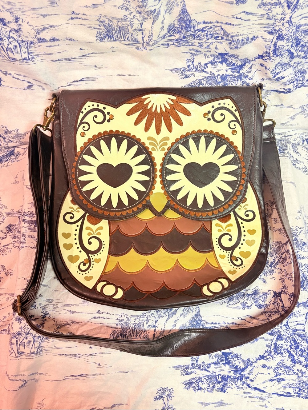 Loungefly Owl Brown Faux Leather Adjustable Crossbody Shoulder Messenger Purse